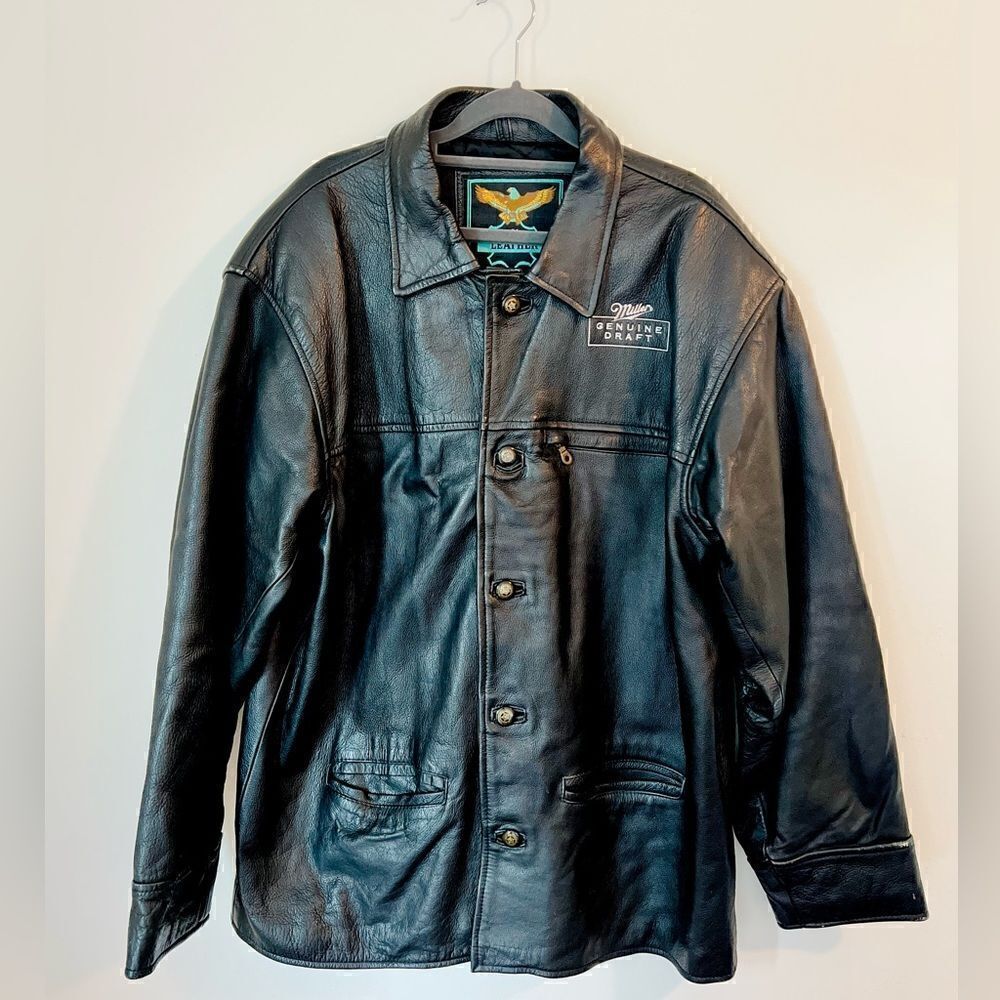 GENUINE LEATHER JACKET MILLER GENUINE DRAFT SIZE XL
